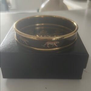 Halcyon days Black and Gold Floral Pattern Jewelry Bangle